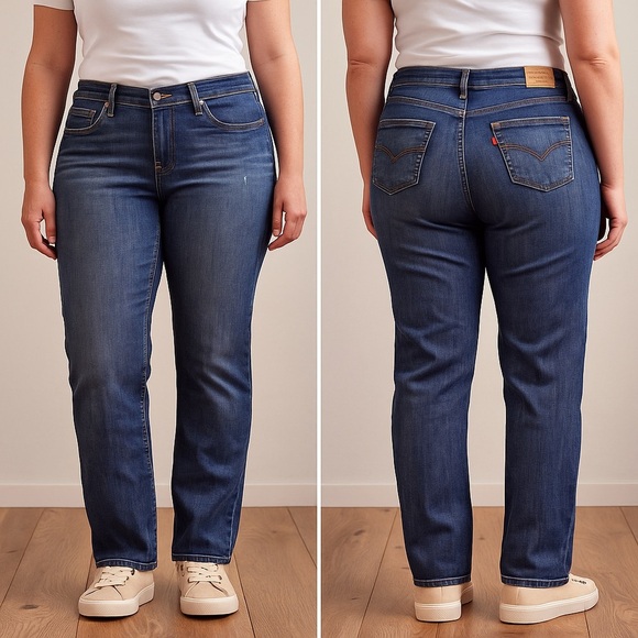 Levi’s Classic Straight Leg Jeans Women’s 14M Dark Wash Stretch Denim - Picture 11 of 15